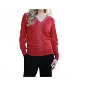 NEW MARBLE v-neck long sleeve sweater in red